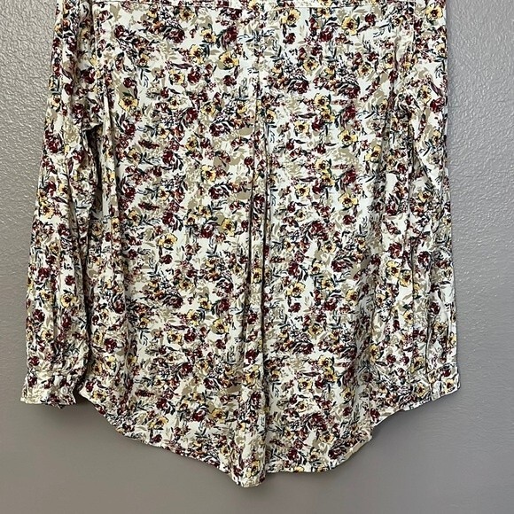 Beachlunchlounge Collection Womens Floral Long Sleeve Collared Button Up Top L - Picture 10 of 13